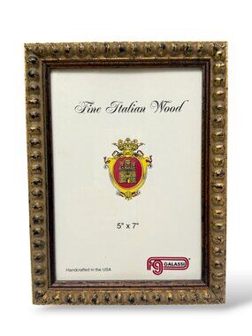 Galassi Fine Italian Wood Frame Antique Gold 5x7 Vintage Photo Frame